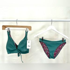 Medium Maaji women’s reversible green bikini top and bottom.